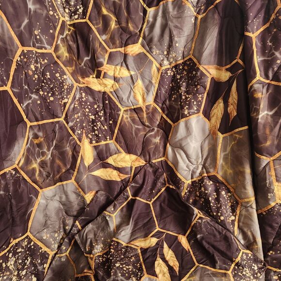 Honeycomb Comforter Set 3 Pieces Soft Lightweight Hexagon Twin Black Kids Fun - Picture 2 of 5